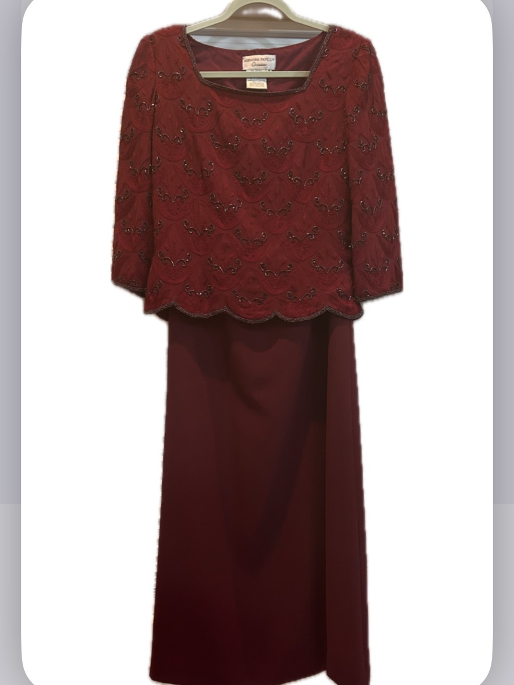 Adrianna Papell Occasions | Vintage Beaded Silk Top | Skirt Set | Sz 6 Maroon